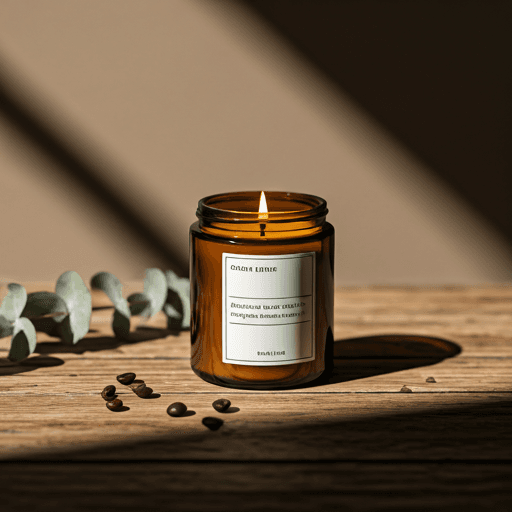 Candle on wooden table