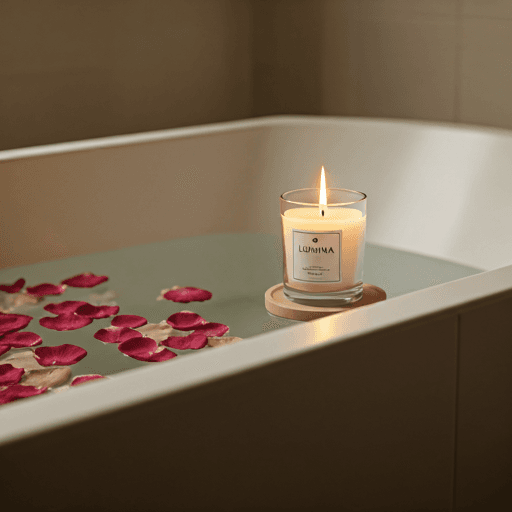 Candle by bathtub