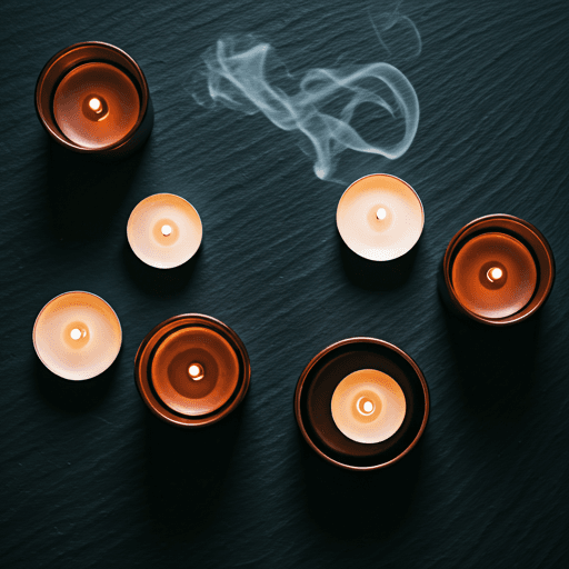 Tealights on slate