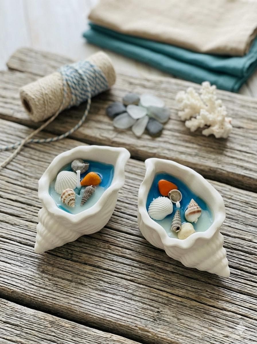 Ocean Breeze Sea Shell Candle — artisanal soy wax candle by Lumina