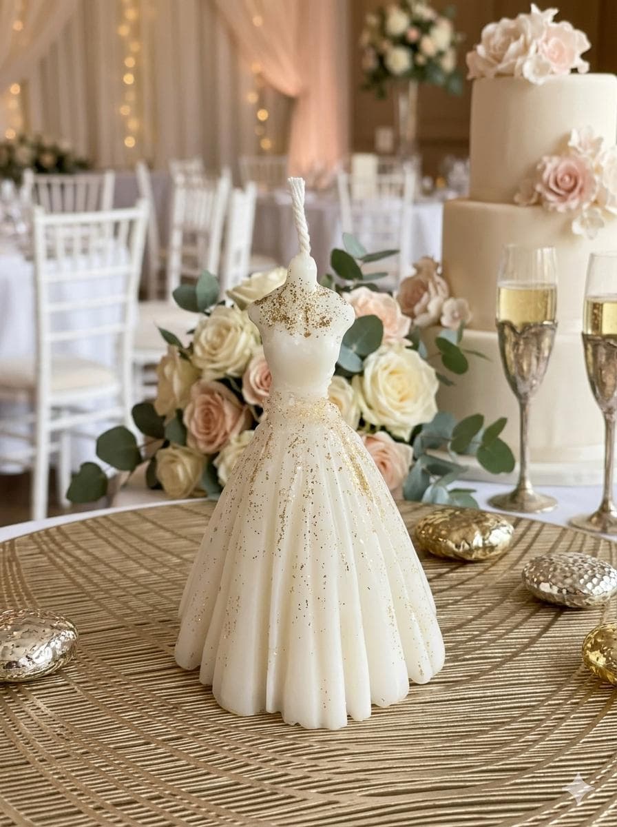 Wedding Dress-Shaped Decorative Candle — artisanal soy wax candle by Lumina
